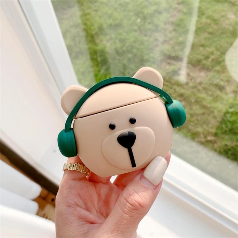 Cute Cartoon Bear Design Earphone Case, 1 Count Silicone Earphone Protector Cover, Earphone Protective Case Compatible with AirPods 1 2 3 Pro 2