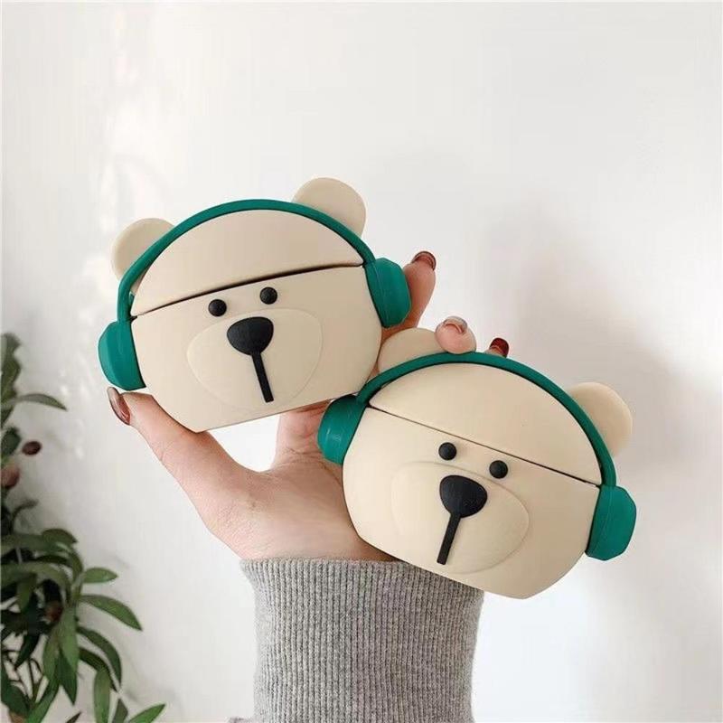 Cute Cartoon Bear Design Earphone Case, 1 Count Silicone Earphone Protector Cover, Earphone Protective Case Compatible with AirPods 1 2 3 Pro 2