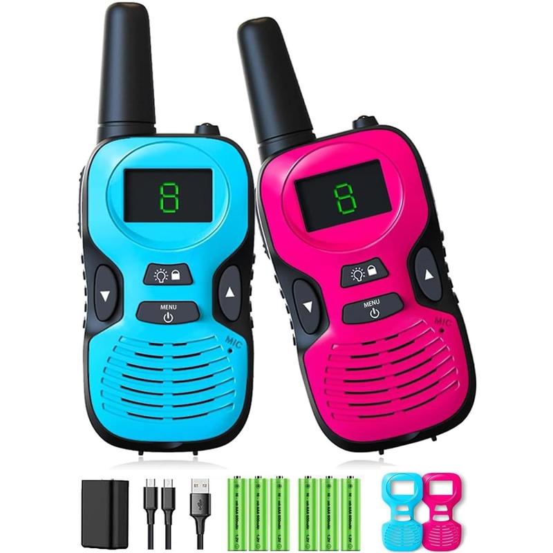 Walkie Talkies for Kids Long Range - 4 Pack Kid Walkie Talkies with Replaceable Shell Backlit LCD Flashlight 3 Miles Range - Gifts and Toys for 5-7 Year Old Boys and Girls