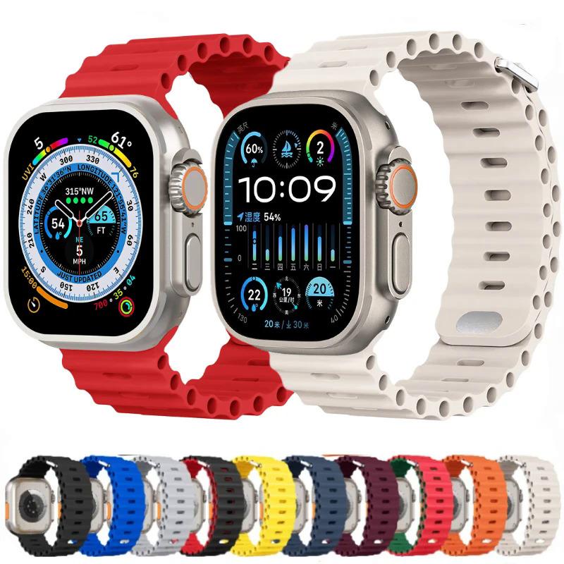 Silicone strap For Apple watch Ultra 9 8 7 45mm 41mm Sport Breathable replacement wristband For iwatch 6 5 4 3 SE 44mm 40mm 42mm Wearable