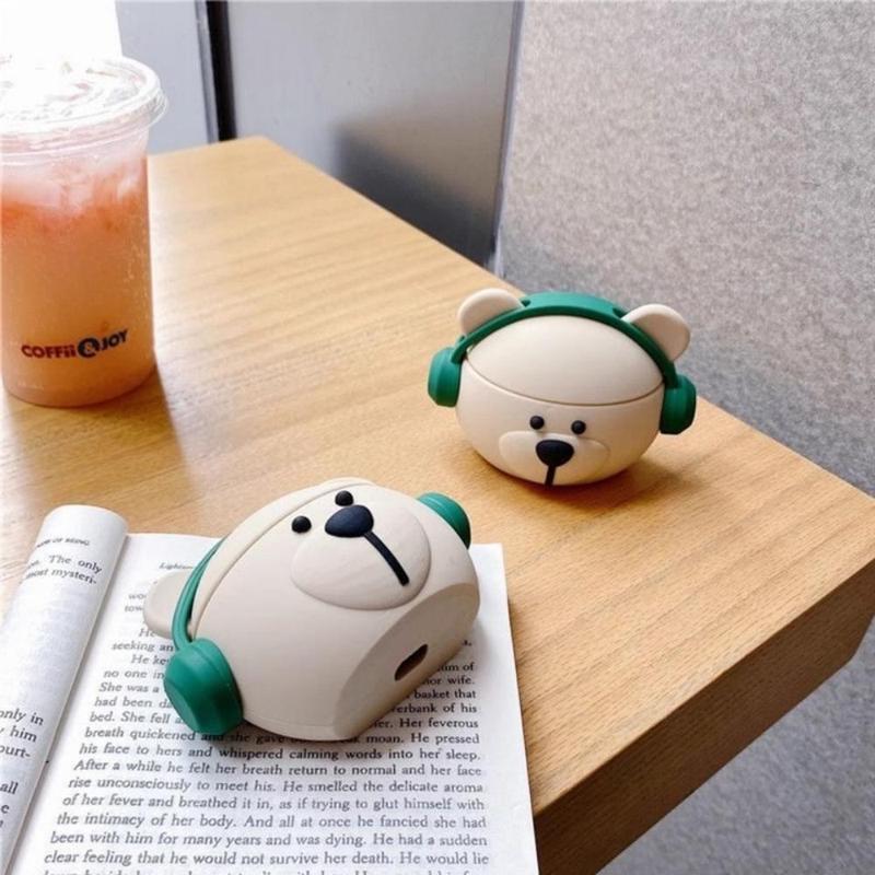 Cute Cartoon Bear Design Earphone Case, 1 Count Silicone Earphone Protector Cover, Earphone Protective Case Compatible with AirPods 1 2 3 Pro 2