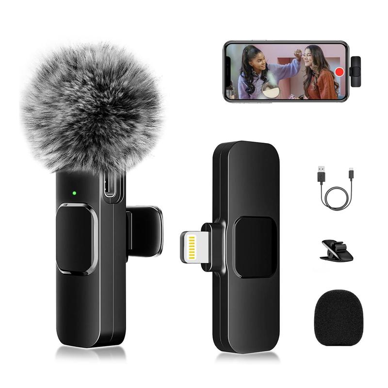 1 count Wireless Microphone for iPhone,iPad,Android, Mini Wireless Clip-on Microphones for iPhone Video Recording,Interview, Vlog