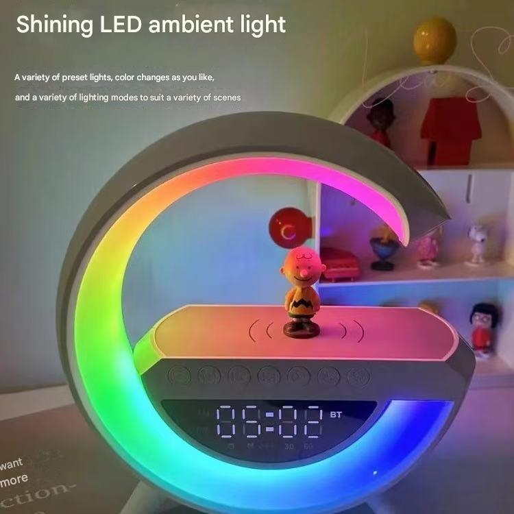 Christmas gift Bluetooth speaker wireless charging multi-function atmosphere night light alarm clock birthday gift mobile phone speaker practical home