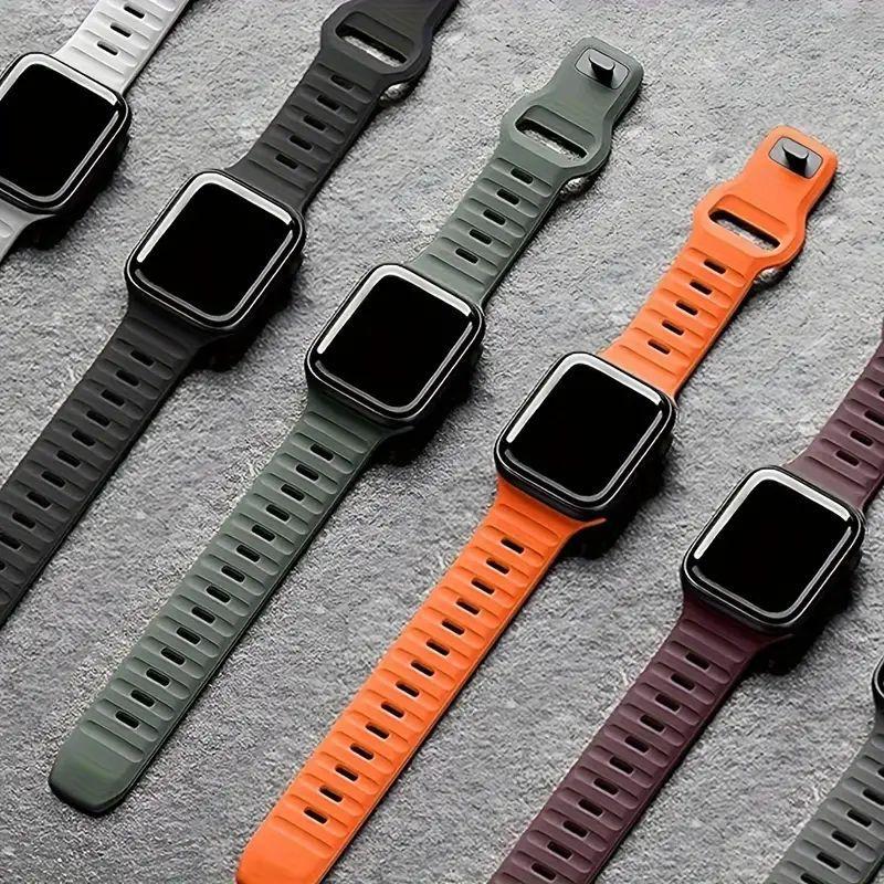 Solid Color Sports Watch Band, 1 Count Soft Silicone Waterproof Watch Band for iWatch Series X 9 8 7 6 5 4 SE, Smart Watch Accessories