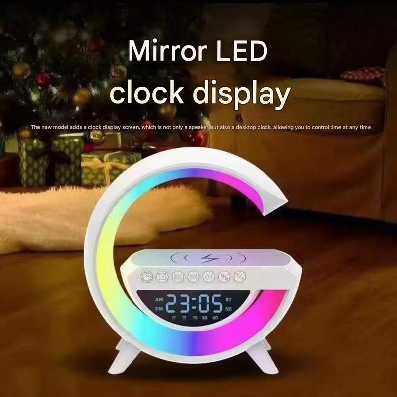 Christmas gift Bluetooth speaker wireless charging multi-function atmosphere night light alarm clock birthday gift mobile phone speaker practical home