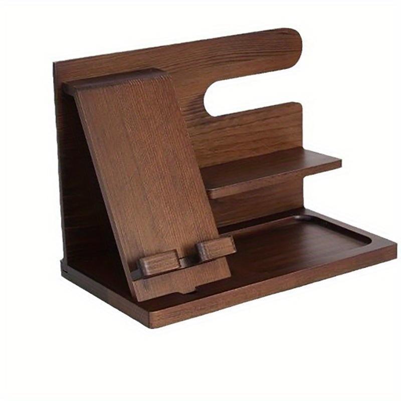 Wooden Multi-Functional Phone Holder, Docking Station, Key Holder, Wallet Stand, Watch Organizer, Nightstand Purse Storage Rack with Storage & Organization, Perfect Gift for Men, Father, Dad, Husband, Graduation, Anniversary, Birthday