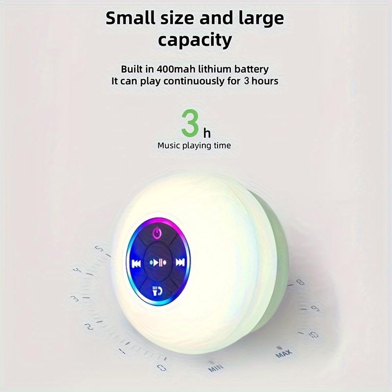 Mini Bluetooth Shower Speaker with LED light, Portable IPX4 Waterproof, Hands-Free Speakerphone. Rechargeable Using Micro USB, Wireless Stereo for Beach, Shower & Home,Big Deal For Black Friday