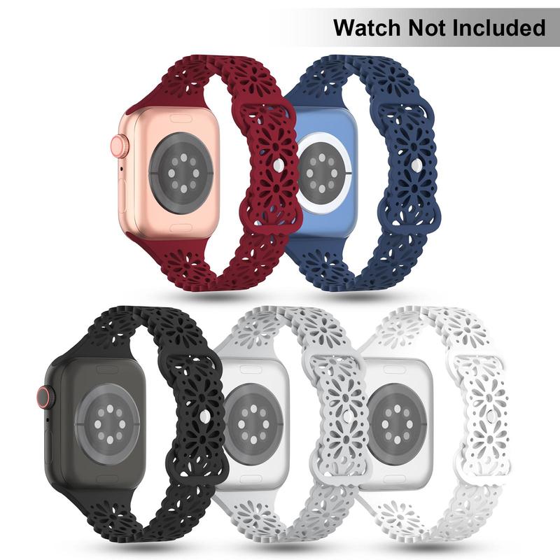 Durable Silicone Watch Band, Lace Design Watch Band for Apple Watch, Breathable Sport Watch Band for Women Men, Wearable Accessories for iWatch Series 9 Ultra 8 7 SE 6 5 4 3 2 1