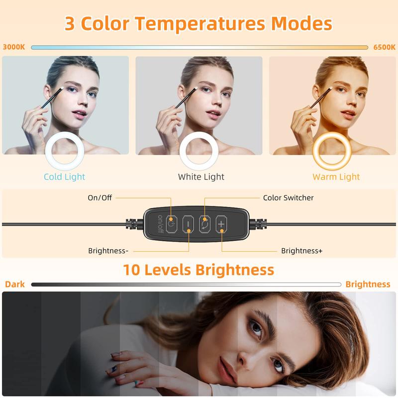 Portable Mini LED Selfie Light, USB Powered Desktop Clip-on Ring Light, Multifunction Filling Light for Meeting Video Recording, Camera Accessories