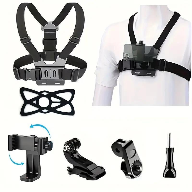 Outdoor Shooting Chest Strap Phone Holder Kit, 1 Set Sports Camera Chest Strap & Phone Clip, Phone Accessories for Live Outdoor Riding