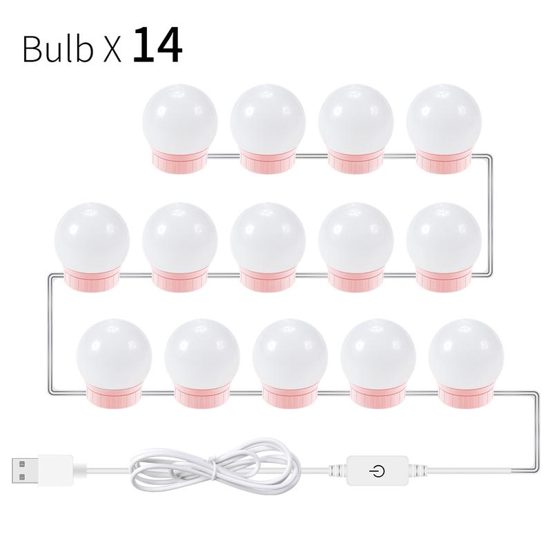 USB Touch Switch LED Mirror Light Bulb Round Adjustable Holder