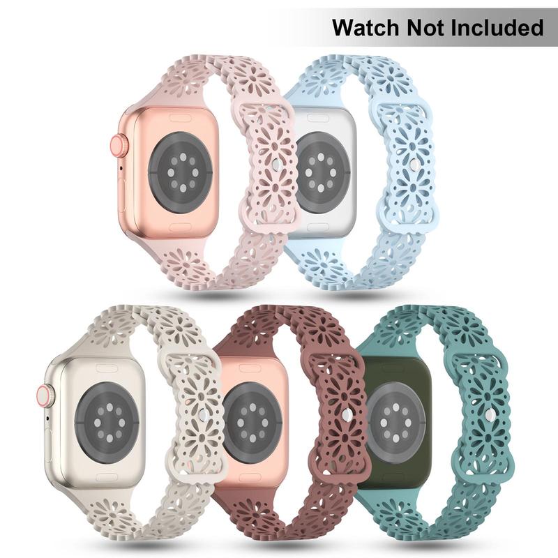 Durable Silicone Watch Band, Lace Design Watch Band for Apple Watch, Breathable Sport Watch Band for Women Men, Wearable Accessories for iWatch Series 9 Ultra 8 7 SE 6 5 4 3 2 1