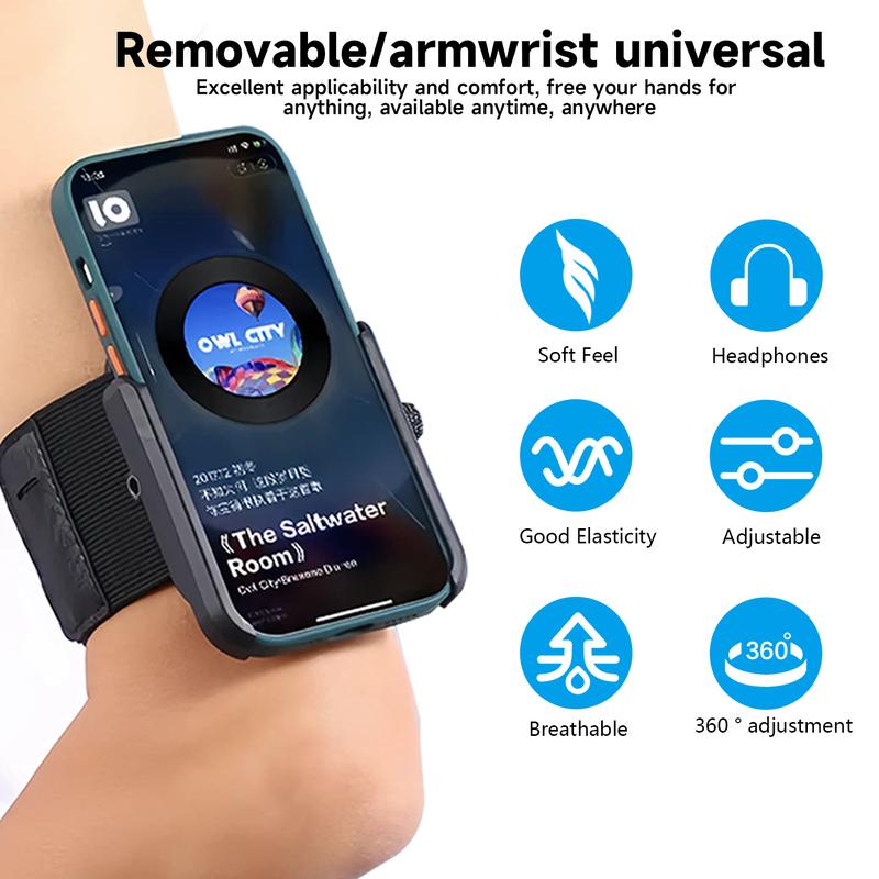 Running Armband Phone Holder 360°Rotatable for iPhone 16 15 14 13 Pro Max Pro Mini 12 11 SE Xs XR X 8 7 Plus, Fits All 4-6.7 Inch Smartphones, with Key Holder Phone Armband for Running Hiking Biking (Black)