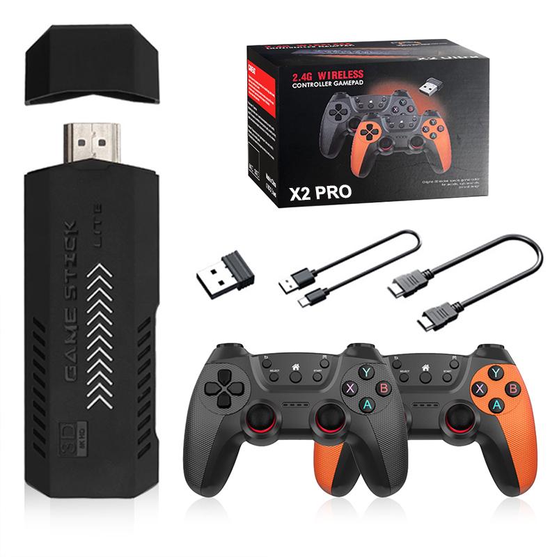 X2PRO gamestick Retro Game Stick,Plug and Play Video Games Stick with 40,000 Games,64G-128G Retro Arcade Game Emulator Handheld Game Console 4K with Dual 2.4G Controllers Button Cable