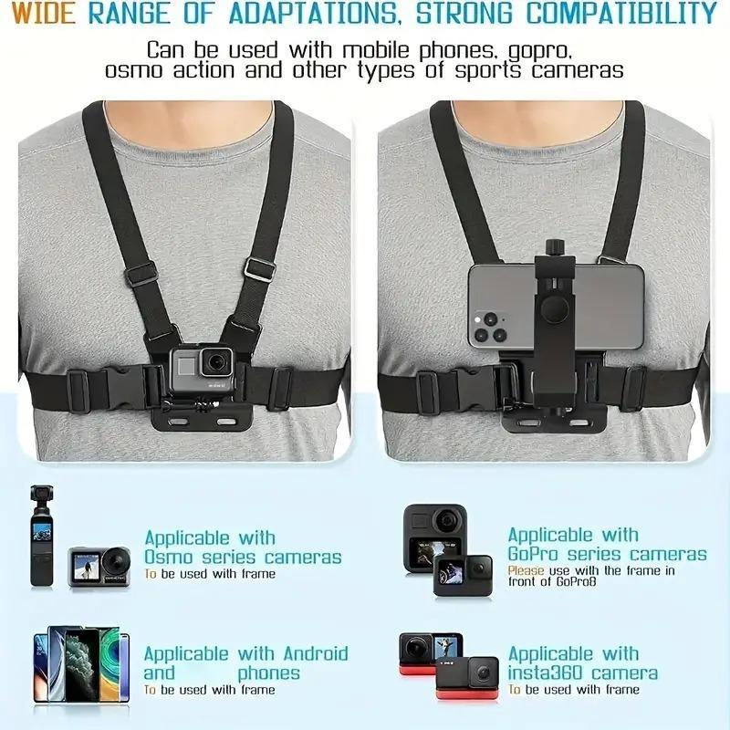 Outdoor Shooting Chest Strap Phone Holder Kit, 1 Set Sports Camera Chest Strap & Phone Clip, Phone Accessories for Live Outdoor Riding