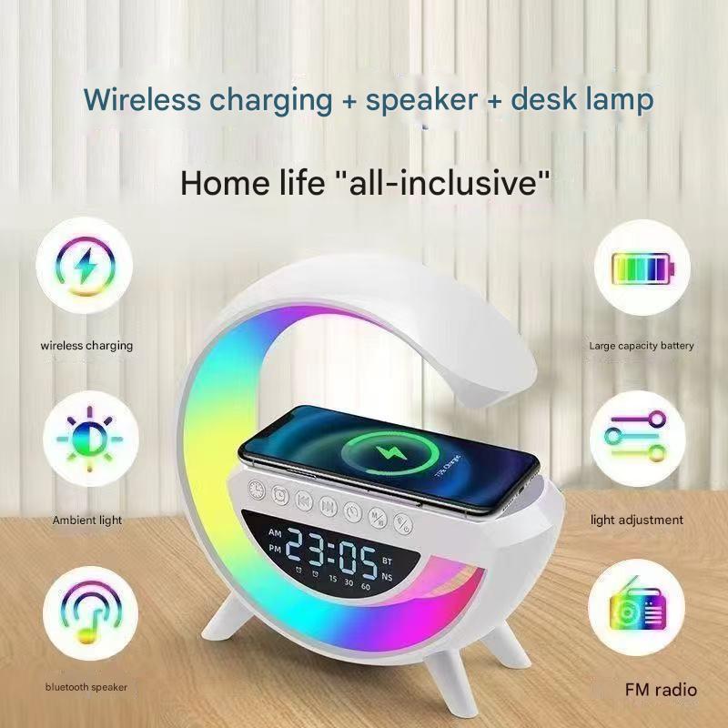 Christmas gift Bluetooth speaker wireless charging multi-function atmosphere night light alarm clock birthday gift mobile phone speaker practical home