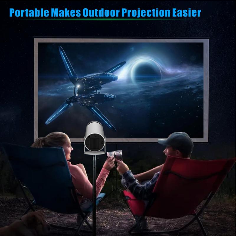 2.4 5G WiFi Smart Projector, 360°Adjustable Stand 4K LED Projector Auto Keystone Correction Portable Projector, BT 5.2, 200 Inch Screen,Built-in speaker, Home Video Projector