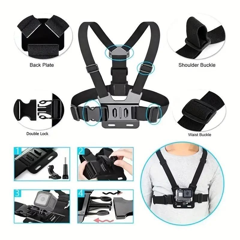 Outdoor Shooting Chest Strap Phone Holder Kit, 1 Set Sports Camera Chest Strap & Phone Clip, Phone Accessories for Live Outdoor Riding