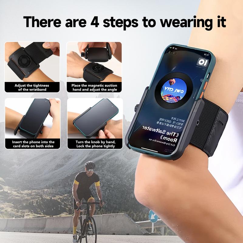 Running Armband Phone Holder 360°Rotatable for iPhone 16 15 14 13 Pro Max Pro Mini 12 11 SE Xs XR X 8 7 Plus, Fits All 4-6.7 Inch Smartphones, with Key Holder Phone Armband for Running Hiking Biking (Black)