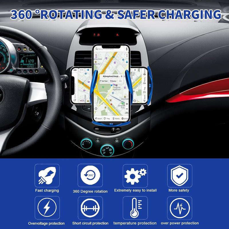 15W Fast Charging Auto-Clamping Car Phone Holder, Smart Sensor Car Wireless Charger, Air Vent Phone Holder, Car Interior Accessories