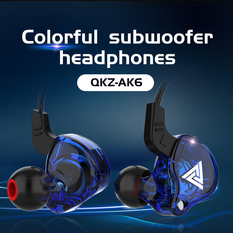 QKZ AK6 Portable Wired In-Ear Earphone, Wired Headphones With Mic, HiFi Subwoofer Noise Cancelling Wired Earphones for Game Sports, 3D Stereo Sound Headphones For Gym & Sports & Game, Headphones 8D Audio, Electronic Audio Earbud