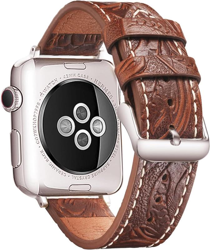 Leather Watch Bands Compatible with Apple Watch 38 40 41mm 42 44 45 49mm Women Genuine Leather Classic Vintage Replacement Strap for Men iWatch Series Ultra1 2, 9 8 7 SE 6 5 4 3 2 1