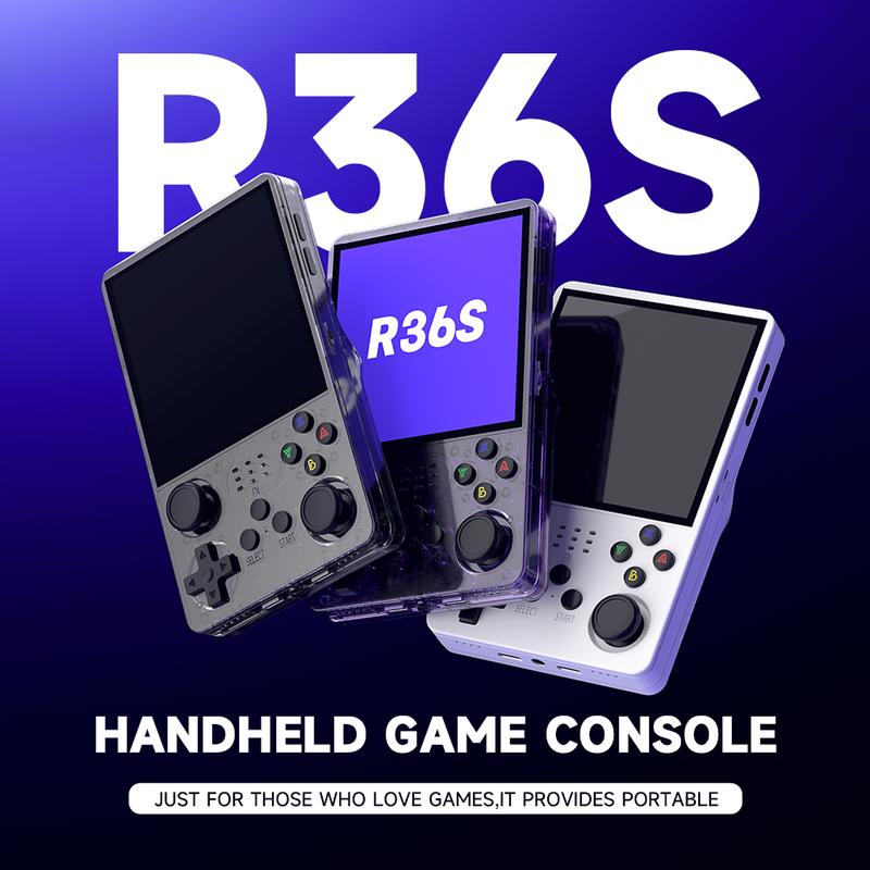 NEW R36S Retro Handheld Game Console with 128G Built-in 20000+ Classic Games Open Source Linux System 3.5Inch lPS Screen Portable Pocket VideoPlayer Retro Video RoomGadget Protection Protection Christmas Gifts for kids Protection