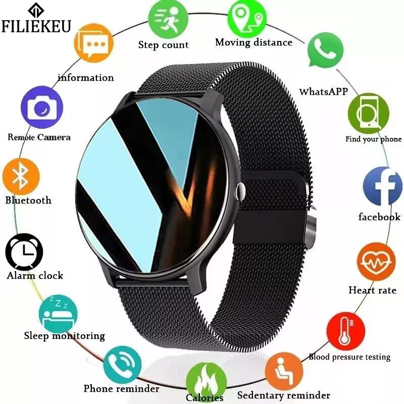 FILIEKEU Smart watch Men Women Bluetooth call watch Sports waterproof smartwatch Fashion Pink Silicone Couple smartwatches For ios Android Wearable