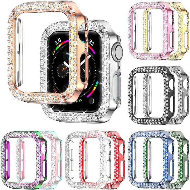 Apple Watch Series 9 8 7 41mm Bumper Bling Case, 12-Pack Women Glitter Diamond Rhinestone Protector Frame for iPhone Watch iWatch Accessories