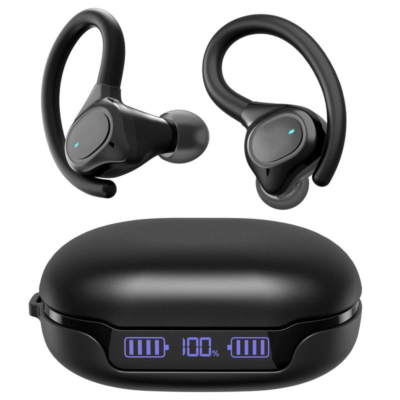 APEKX True Wireless Earbuds - Secure Fit Earhooks for Small Ear, Bluetooth Headphones for iPhone, IPX7 Waterproof, 40H Playtime, Ideal for Sports and Workouts (Black) mini headphones bluetoothwireless earphones