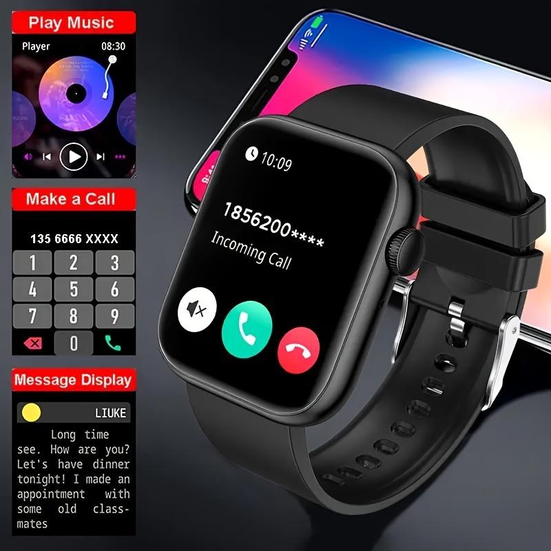 2024 New 2.01-Inch Touch Screen Dual-Band Smart Watch, Unisex, Support Call Function, Step Counting and Calorie Tracking, Call SMS Reminder, Multi-Function Fitness Smart Sport Bracelet, Support iPhone and Android Wireless Connection