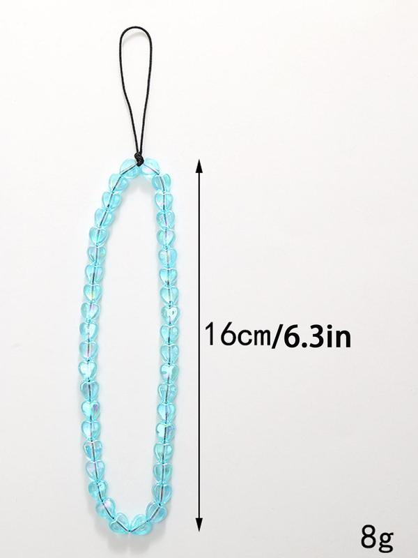 Transparent Heart Shaped Beaded Phone Chain, Anti-lost Cell Phone Lanyard, Phone Strap for Women & Girls