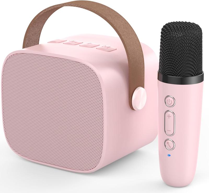 Mini Karaoke Machine,Funny Toys Christmas Birthday Gifts for Kids Age 4-12 Girls,Boys,Adults, Karaoke Microphone Toys for 4,5,6,7,8,9,10,11,12+ Year Old Girls Boys (Pink 1 Mic)