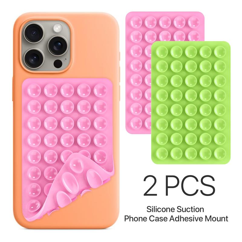 2 Pack Double sided Silicone Suction Cup Phone Acse Mount, Hands-Free Strong Grip Honlder for Phone selfie and videos, With 40 suction cups, Sticky Grip