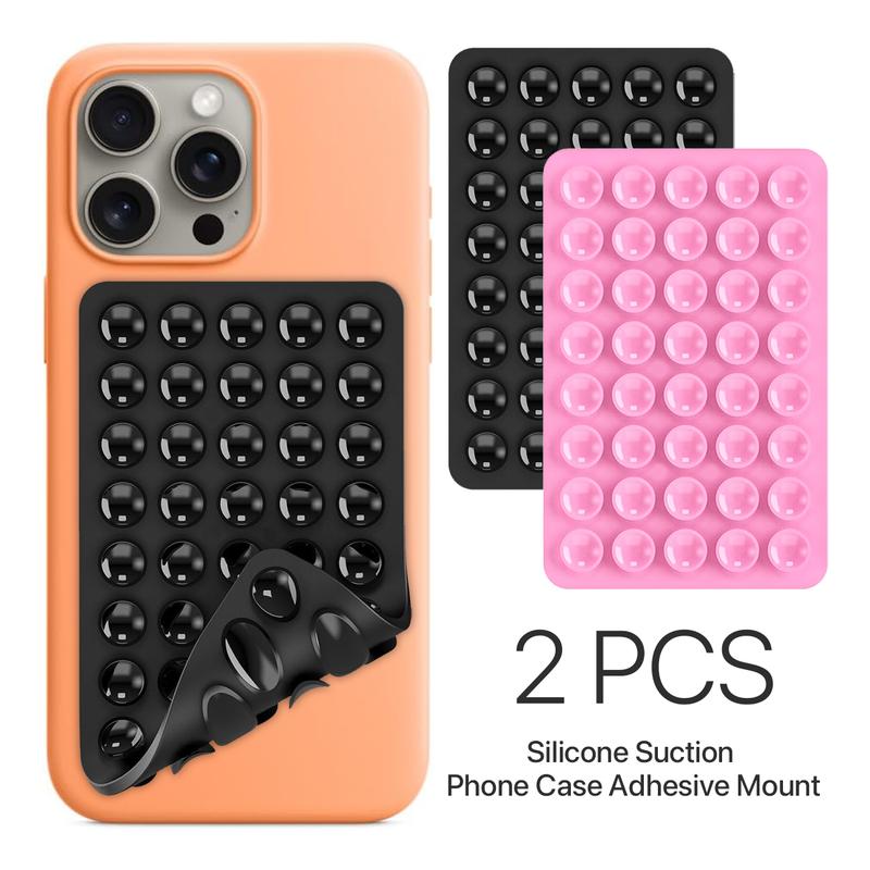 2 Pack Double sided Silicone Suction Cup Phone Acse Mount, Hands-Free Strong Grip Honlder for Phone selfie and videos, With 40 suction cups, Sticky Grip