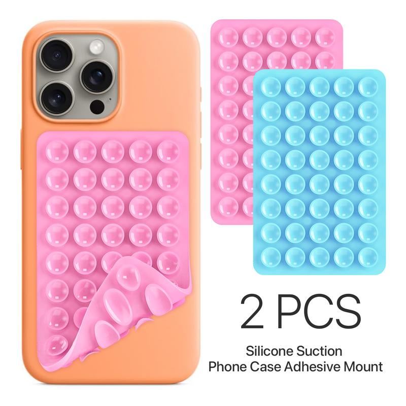 2 Pack Double sided Silicone Suction Cup Phone Acse Mount, Hands-Free Strong Grip Honlder for Phone selfie and videos, With 40 suction cups, Sticky Grip