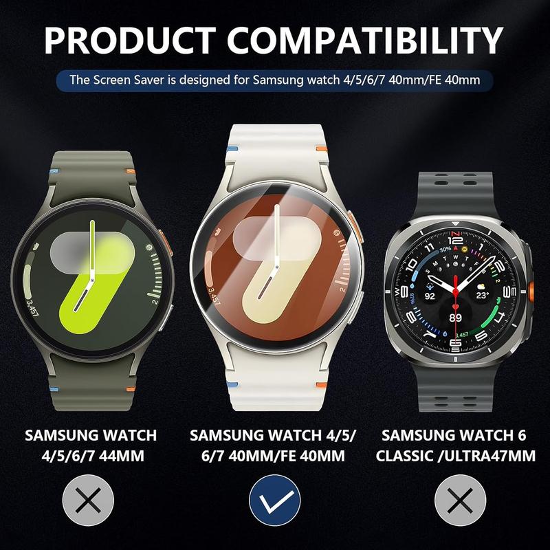 4-Pack for  Galaxy Watch 7 40mm  Galaxy Watch 6 40mm   Galaxy Watch 5 40mm   Galaxy Watch 4 40mm Screen Protector,[Perfectly Fit]Tempered Glass Protector for Galaxy Watch 7 6 5 4 (40mm)