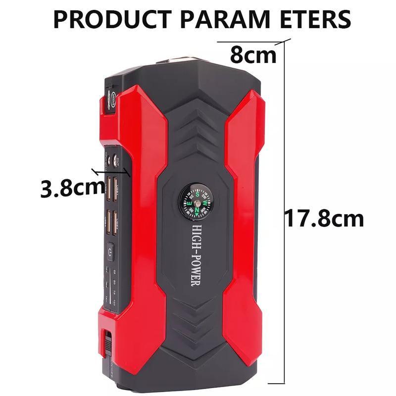 99800Mah Car Jump Starter Booster Jumper Box Power Bank Battery Charger Portable, 12V Car Battery Jump Power with LED Light W100 Portable Jumpstarter Accessories Phone Smartphone Jumper Cables Emergency Tools Access Orio De Carro Warning Flasher