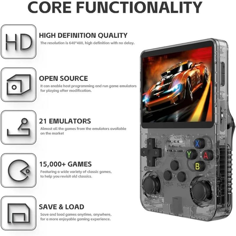 R36S Retro Video Handheld Game Console Linux System 3.5 in IPS Screen Built in 3000mAH Battery 32G+64G TF Card Preinstalled Gamess retro handheld