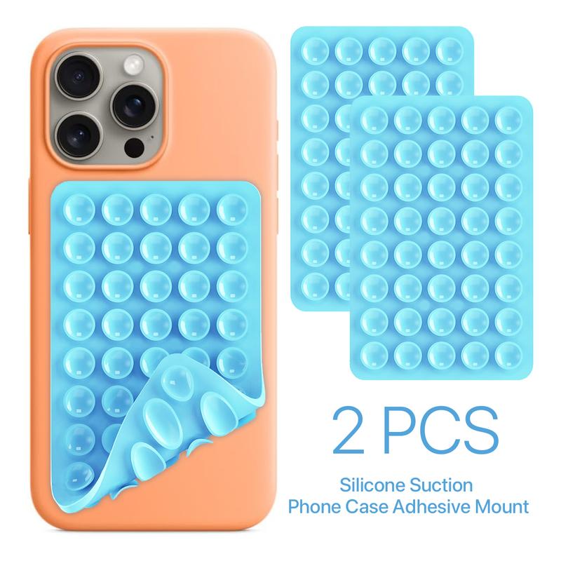 2 Pack Double sided Silicone Suction Cup Phone Acse Mount, Hands-Free Strong Grip Honlder for Phone selfie and videos, With 40 suction cups, Sticky Grip