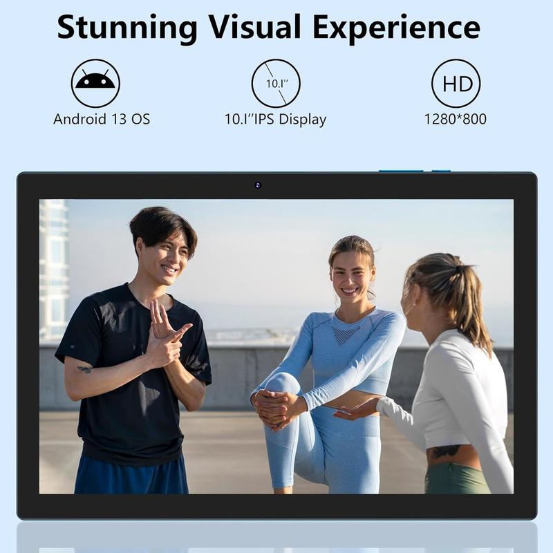 Android 13 tablet with keyboard, 2 in 1 10.1 inch tablet, 8GB RAM + 64GB ROM 512GB expandable tablet PC, 2.0GHz quad-core HD IPS screen, Bluetooth