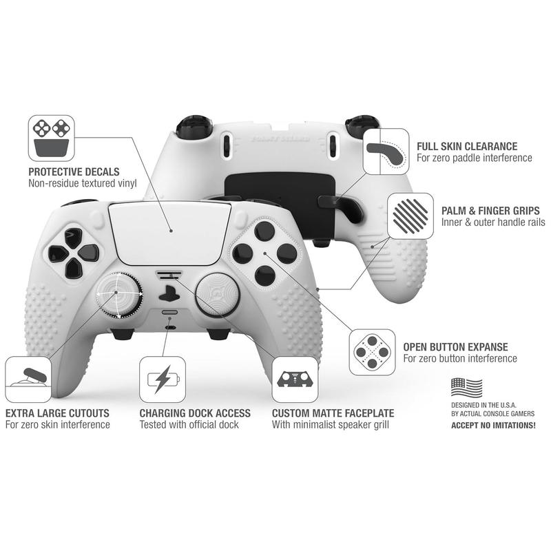 Eclipse PS5 EDGE Controller  Combo Set | Dock Compatible, Protector Decals, Anti-Slip Soft Gel  Cover, Faceplate Shell & Thumb Grips for  5 DualSense EDGE (White)