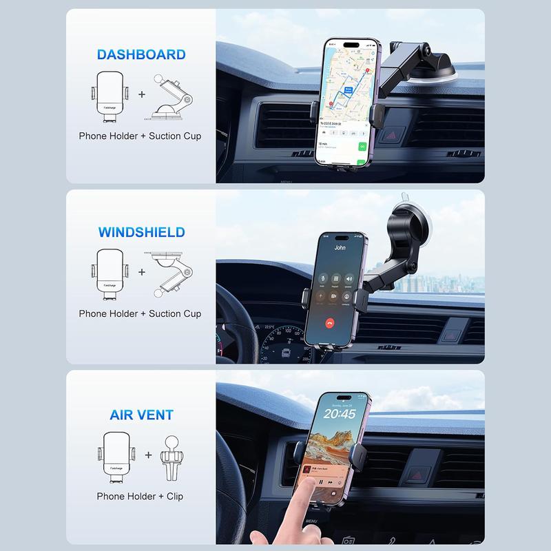 Wireless Car Charger, 15W Fast Auto Clamping Car Charger Phone Holder fit for iPhone 15 14 13 12 11 Pro Max, Smartphone Cellphone Charging Mobile Electronic, Electronic Accessories, Compatible for Samsung Galaxy Smartphone Accessories, Back to School