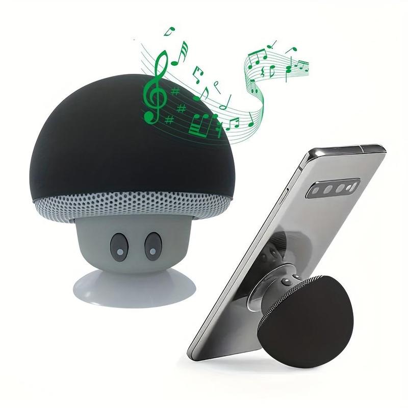 A Mushroom Portable Wireless Speaker with Suction Cup Mount, Stereo Sound, Button Control, USB Rechargeable, 200 MAh Battery, Wireless Compact Subwoofer for Smartphones tablets, Perfect for Travel and Outdoor Use