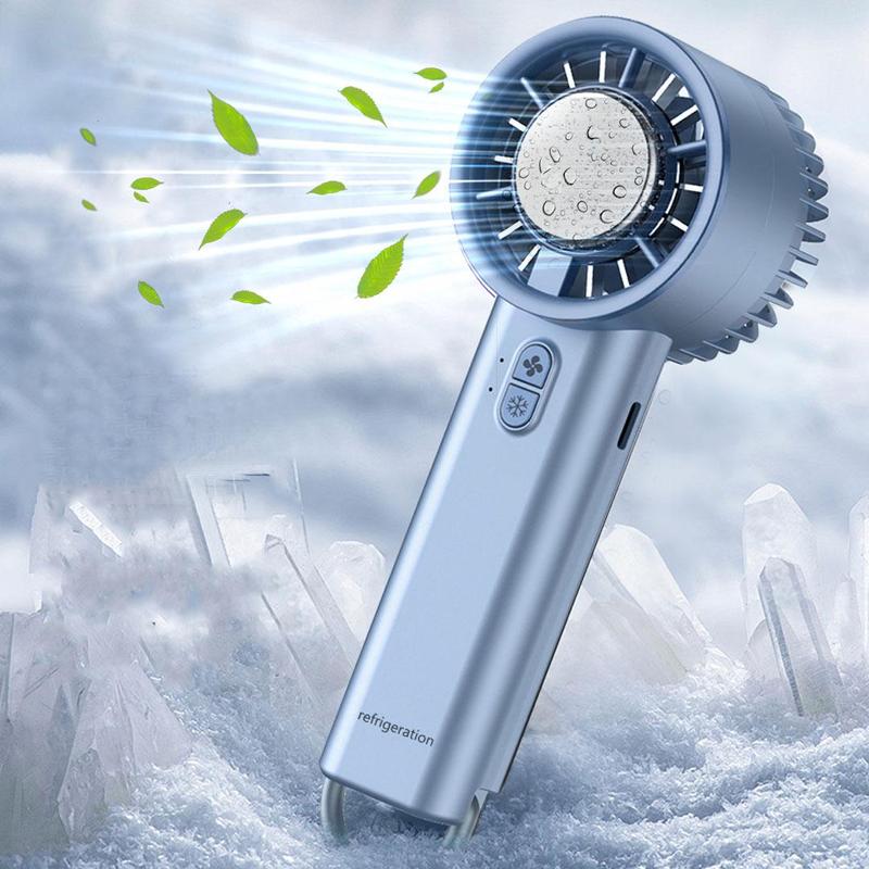 Handheld Ice Compression Cooling Fan, Semiconductor Turbo Mini Fan, USB Rechargeable Portable Fan for Home, Outdoor, Travel, Camping