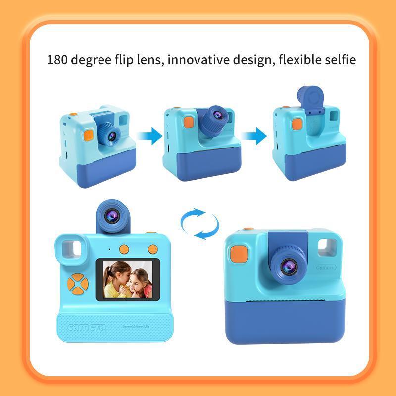 KGG Instant Camera with Thermal Printer, 1 Set Digital Photo Camera with 3 Rolls Printing Paper, Video Camera Toy, Birthday Gift for Boys & Girls