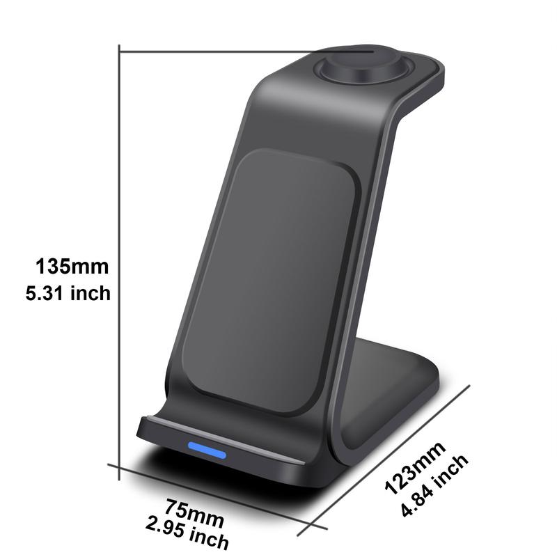 3 in 1 Wireless Charger 15W Fast Charging Charger Desktop Charging Station for iPhone 16 15 14 13 12 11 Apple Watch AirPods Pro