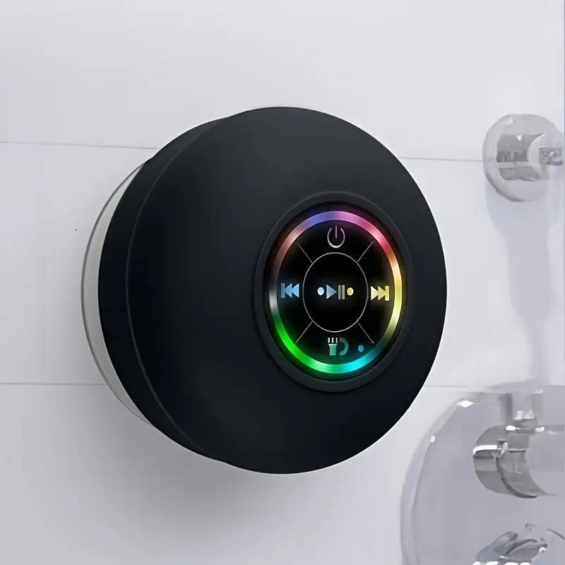 Mini Bluetooth Shower Speakers, Portable Wireless Speaker with Suction Cup, IP67 Waterproof Speaker with LED Light, Pairs Easily to Phones, Tablets, Computer, Gift for Men & Women Audio Button Connection Device Connection Device