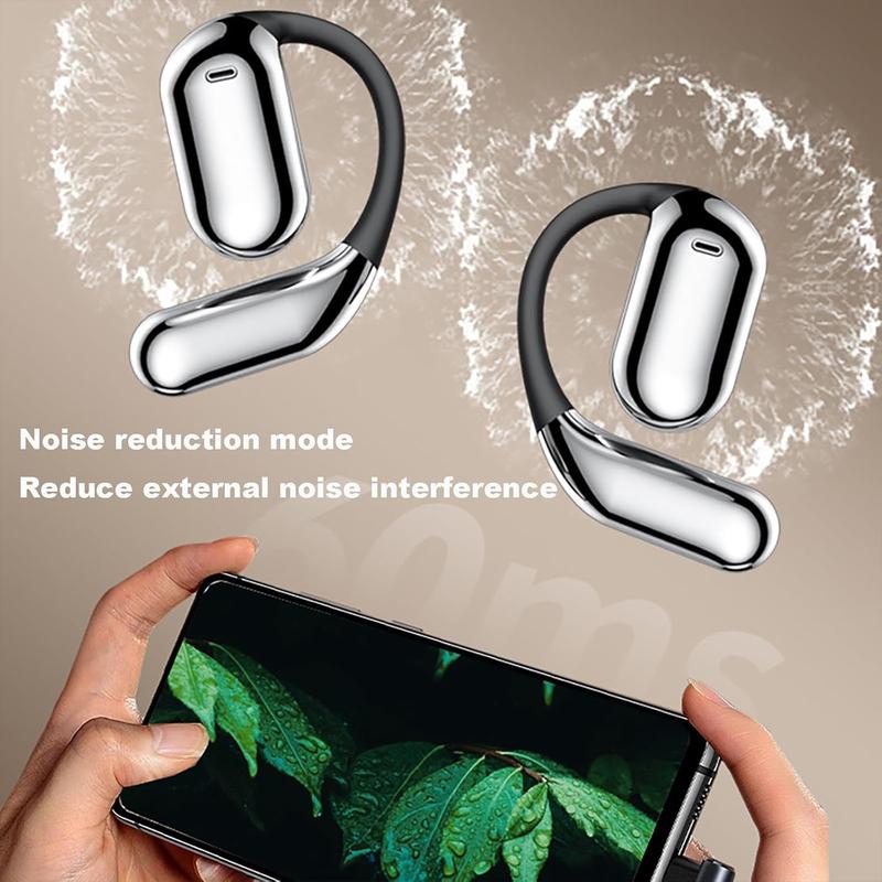 Touch Screen Open Bluetooth Earphones, Over The Ear Earbuds Headphones, True Wireless Open Ear Earbuds Bluetooth, Noise Reduction&Touch Screen Control&LED Display