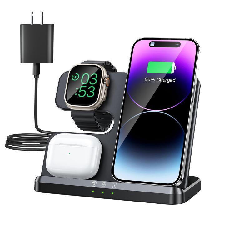 Wireless Charging Station, 1 Count 3 in 1 Fast Charging Stand for iPhone Series, for AirPods Series, for iWatch Ultra SE 10 9 8 7 6 5 4 3 2 Series, Charger